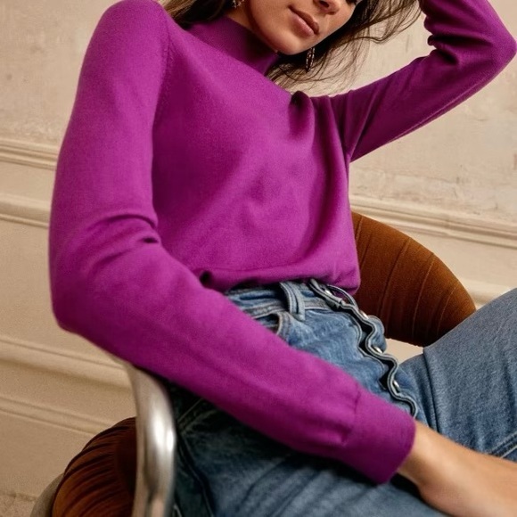 Sezane Jacob Merino Wool Long Sleeve Pullover sweater in purple - Picture 4 of 8